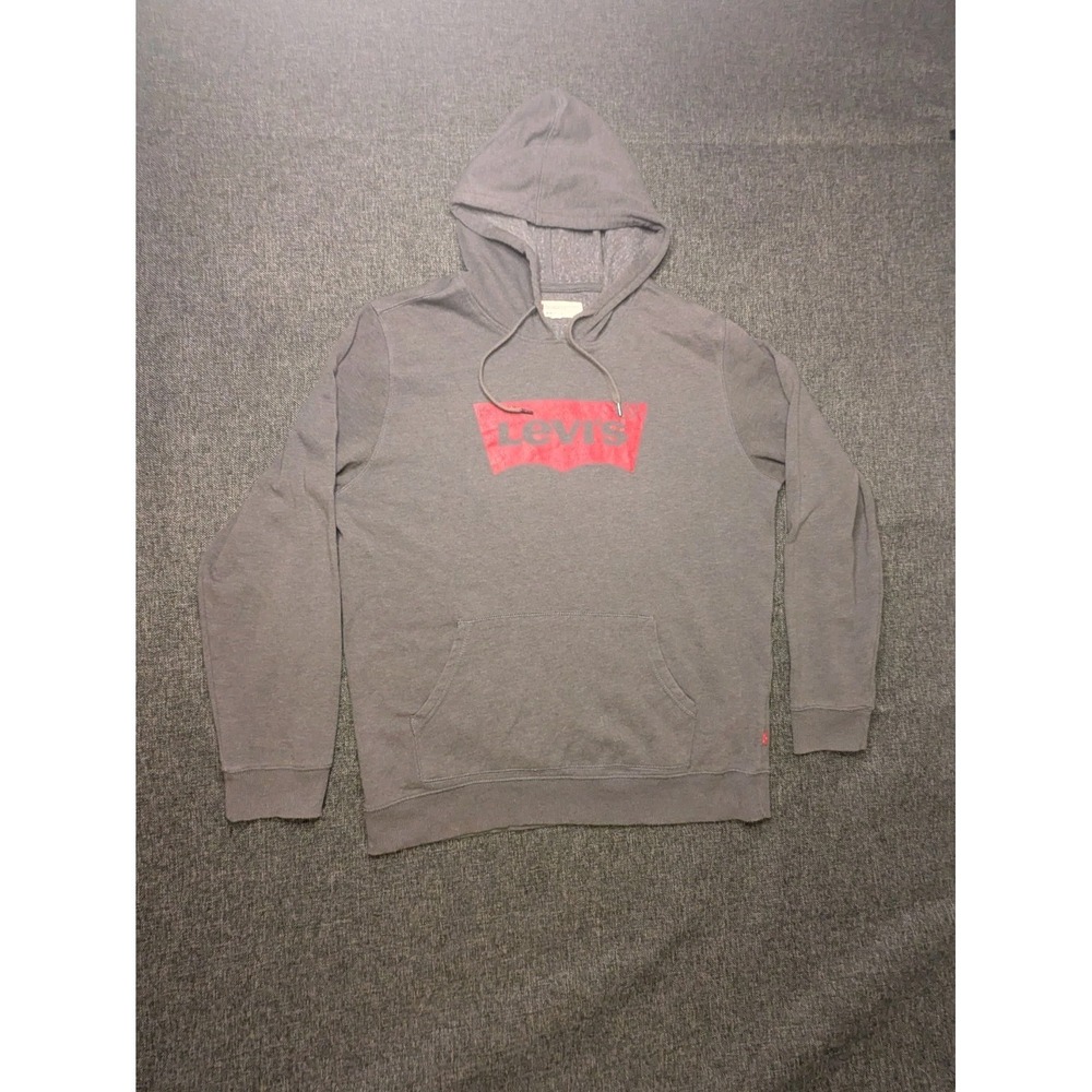 Levi's‎ Hoodie Mens Large Gray Graphic Logo Pullover Lightweight Cotton Outdoor